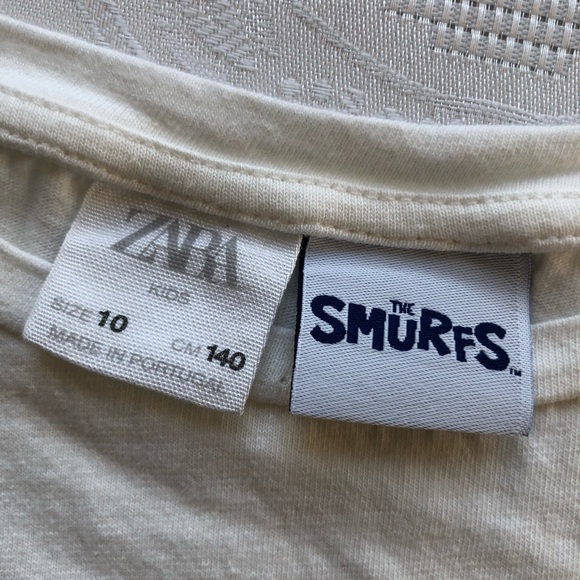 Zara Junior Girls Size 10 White T-Shirt The Smurfs Graphics Tee Short Sleeves - Picture 5 of 13